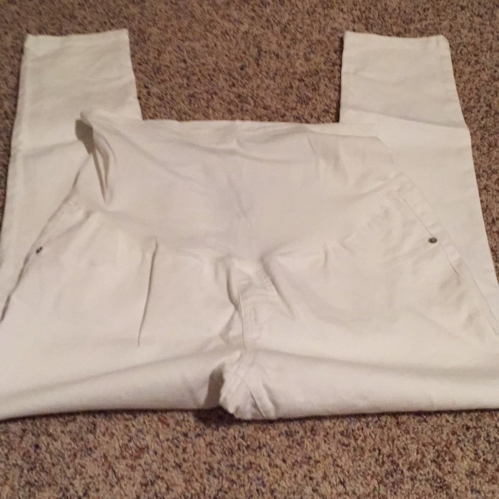White Ankle Skinny Maternity Jeans Large